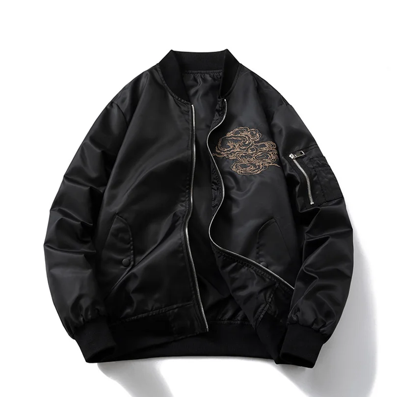 

Мужские куртки-бомберы с вышивкой Sukajan Dragon, мужские бейсбольные пальто, верхняя одежда в стиле хип-хоп, весна MA1, зимняя ветровка 2025 Z1