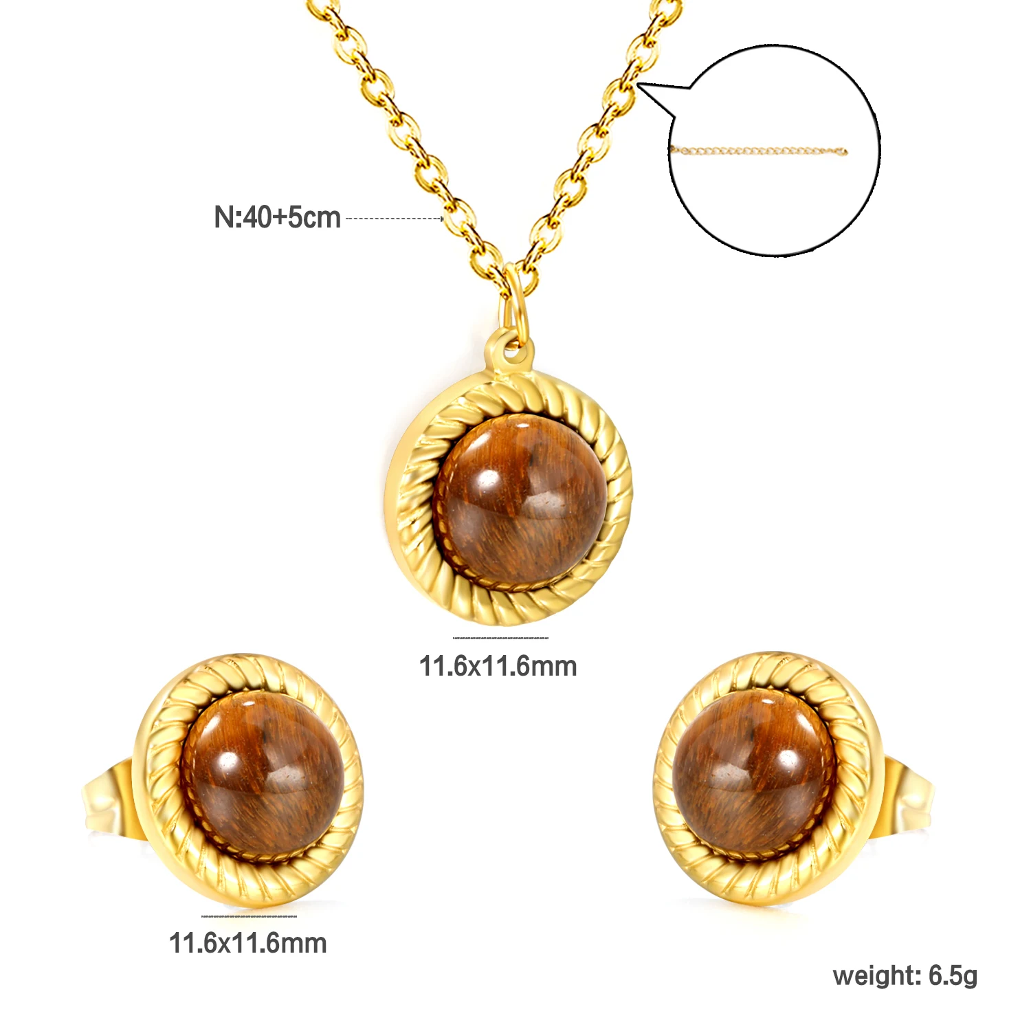 Women's Circular Shell Necklace & Earring Set, Wedding Party