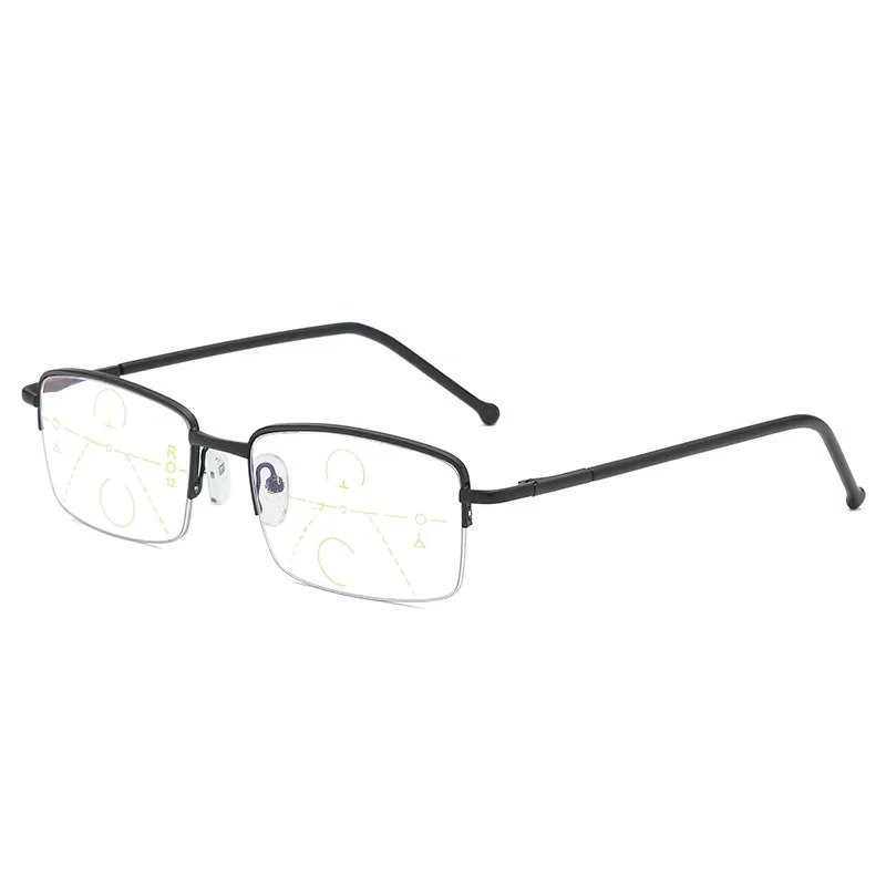 High Quality Progressive Reading Glasses Multifocal Men Women Anti Blue Light Magnifying Presbyopic Glasses Half Frame Gold Очки