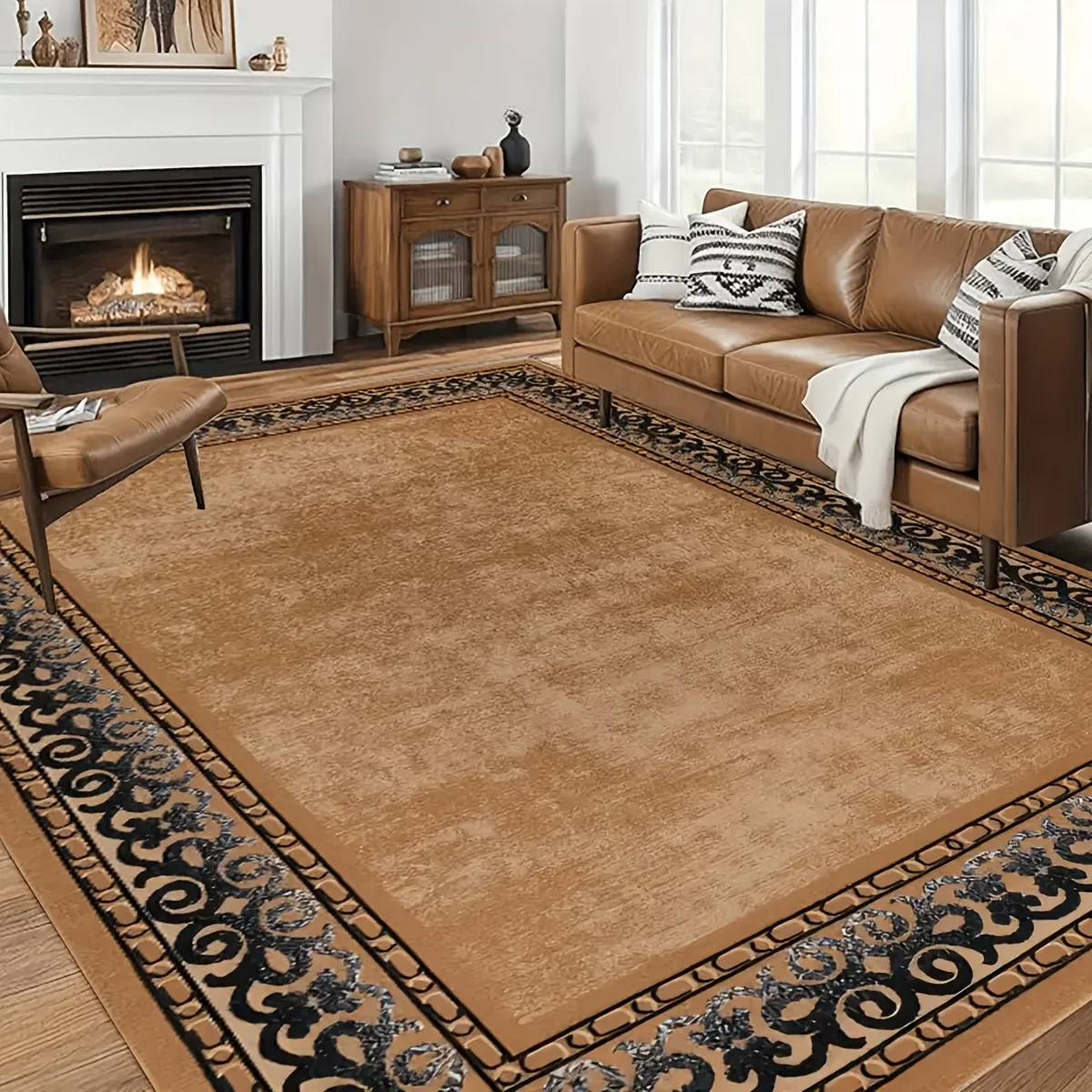 

1pc Upgraded Classical Bohemian Luxury Rug for Living Room, Vintage Floor Rug for Bedroom, Flannel Rug for Home Decor Rug for Home Room Hotel, Non-Slip Machine Washable Rug, Cute Aesthetic for Home Decor Interior Decoration