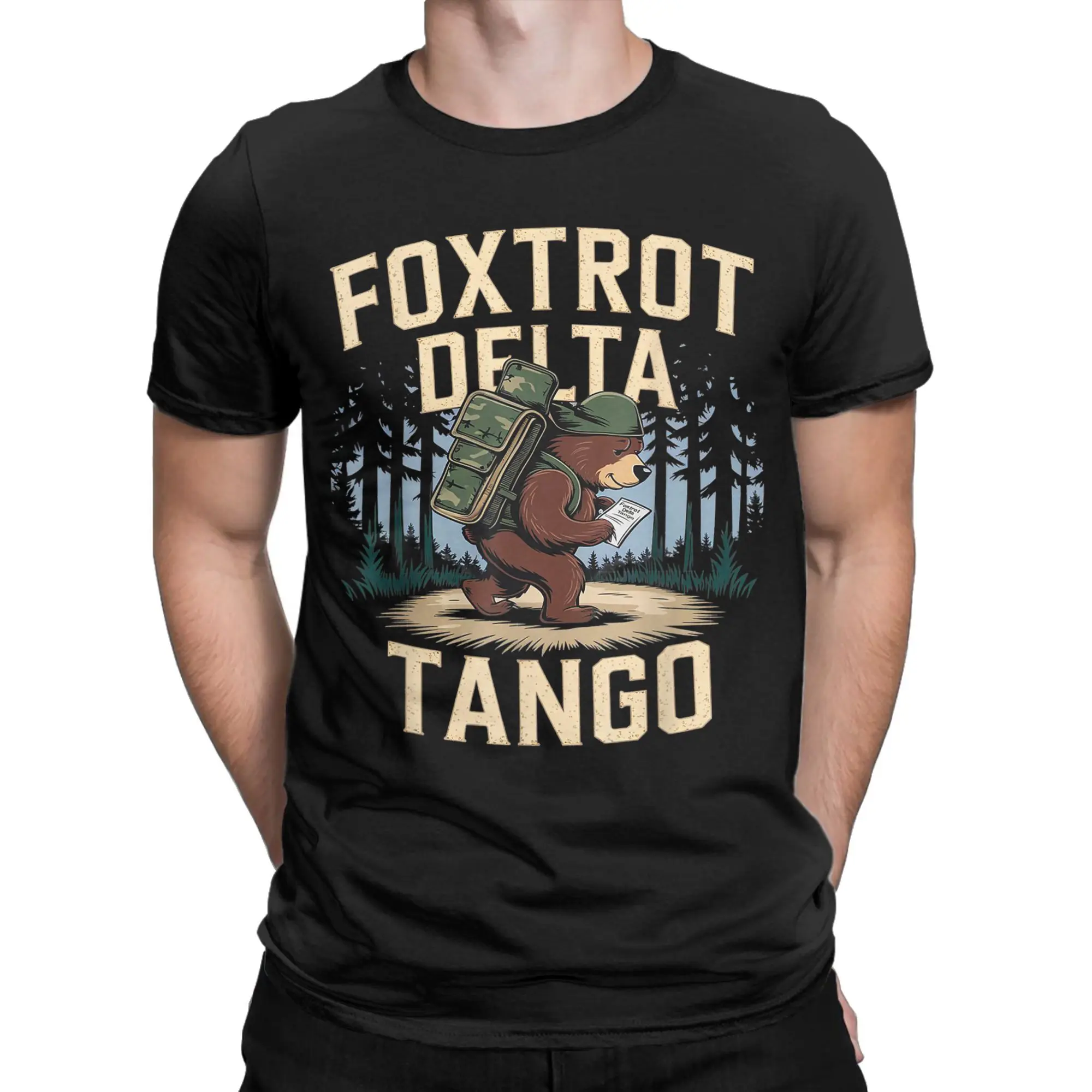 Unique Foxtrot Delta Tango T-Shirt Men Crewneck Cotton T Shirts  Short Sleeve Tee Shirt Graphic Clothes