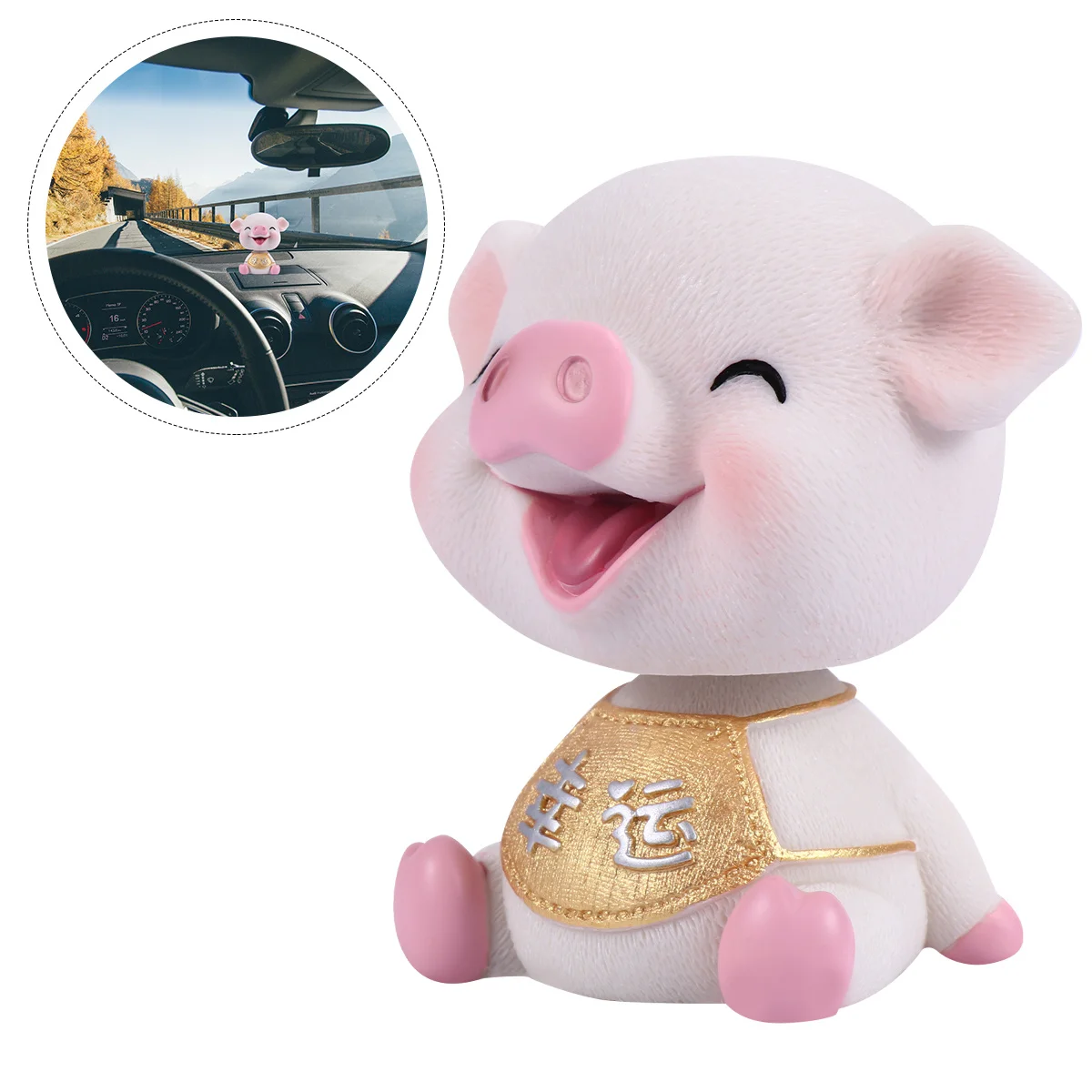 

1Pcs Shaking Head Pig Car Ornament Resin Dashboard Decoration Vehicle Interior Mini Decor Micro Landscape Accessories Squinting