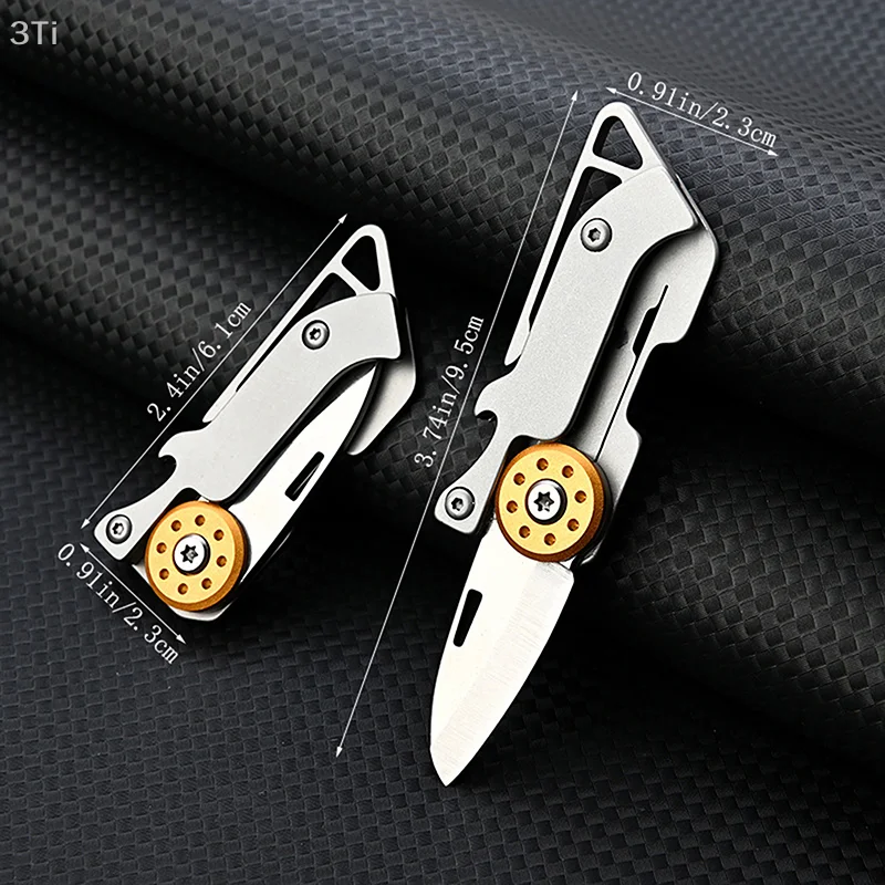 Coltello pieghevole apribottiglie bisturi in acciaio inossidabile Coltello pieghevole da campeggio multifunzionale Sopravvivenza Disimballaggio Coltello da tasca Portachiavi Strumento EDC
