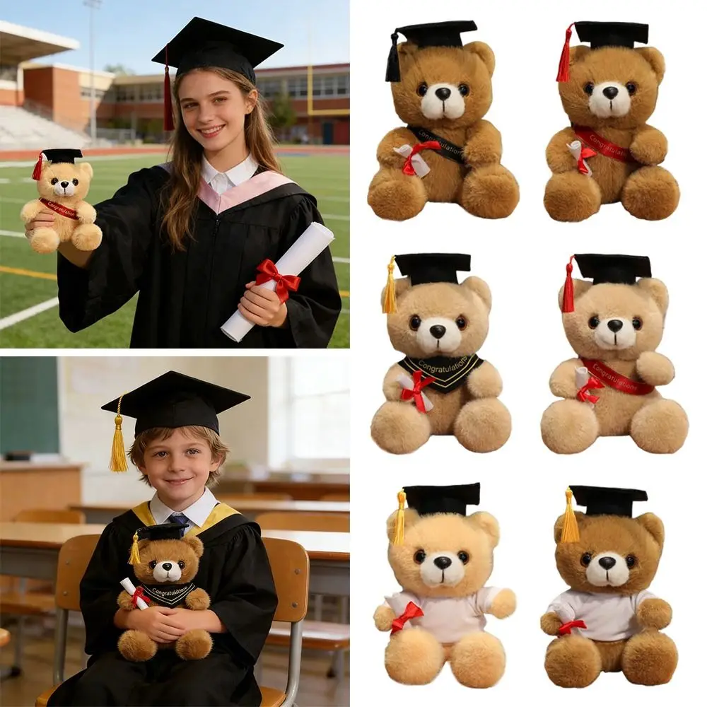 

18cm Creative Soft Doctor Bear Plush Toy Cartoon DIY Graduation Bear Doll Cute Flowers Accessorie Graduation Gift Graduation