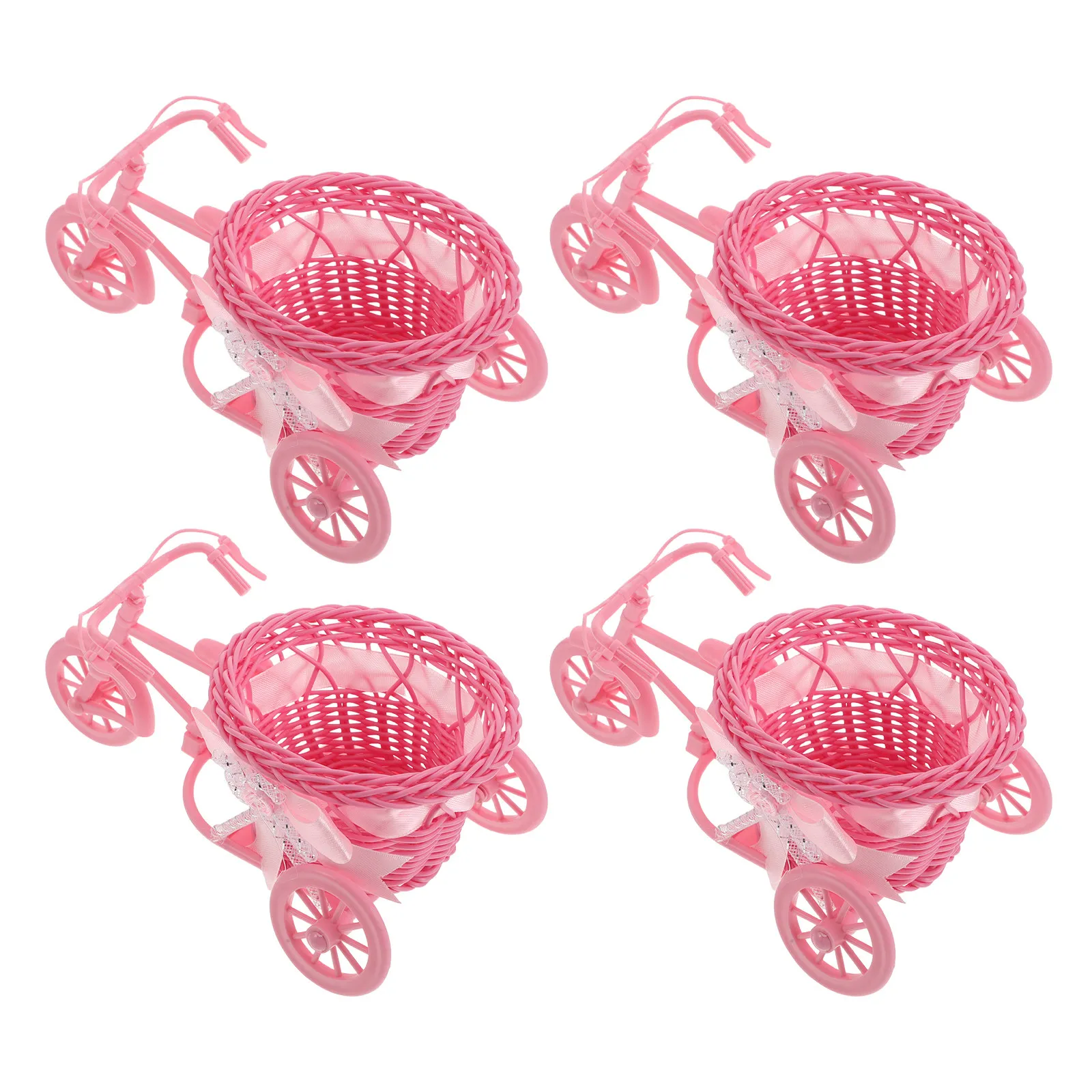 4Pcs Faux Rattan Basket Decorative For Snack Table Decor Party Decor Tricycle Wedding Flower Handwoven Bike