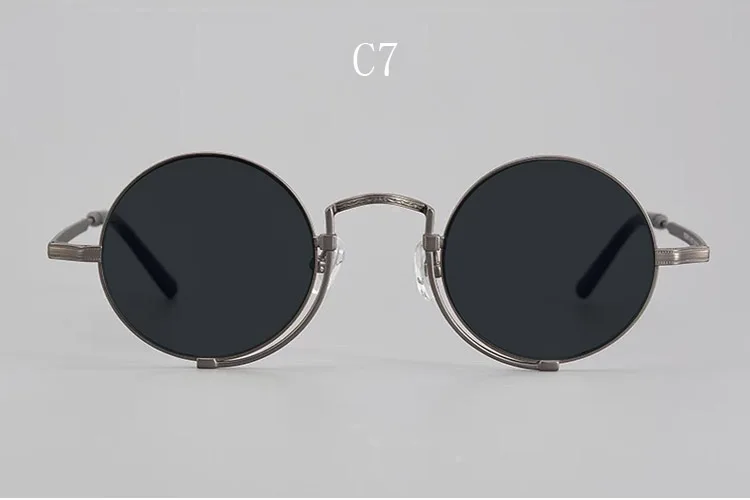 Vintage Puur Titanium Cirkelvormige Uv400 Gepolariseerde Zonnebril Met Prachtig Gesneden Patroon Frame, Anti Reflecterende 45Mm Bril