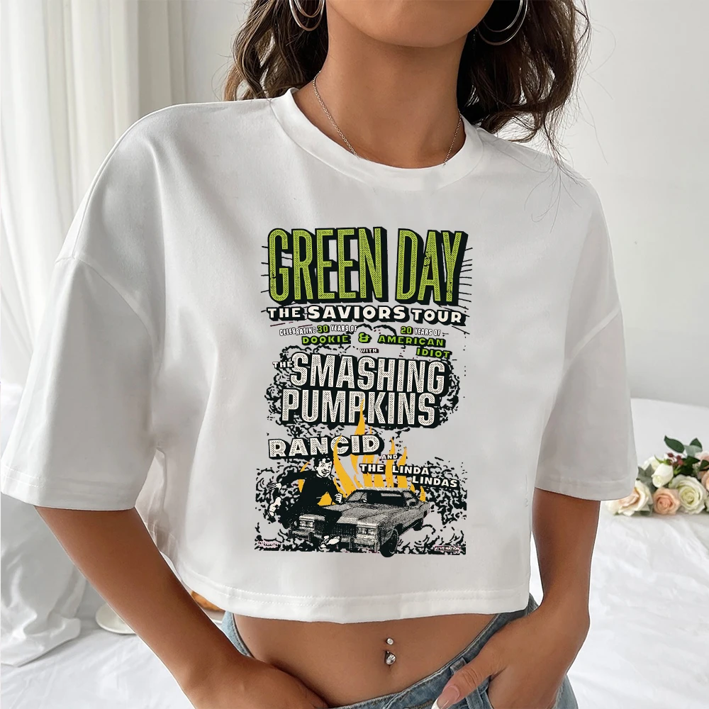 Green Day savors Band camicie donna Crop Top traspirante Streetwear abbigliamento Fashion Top