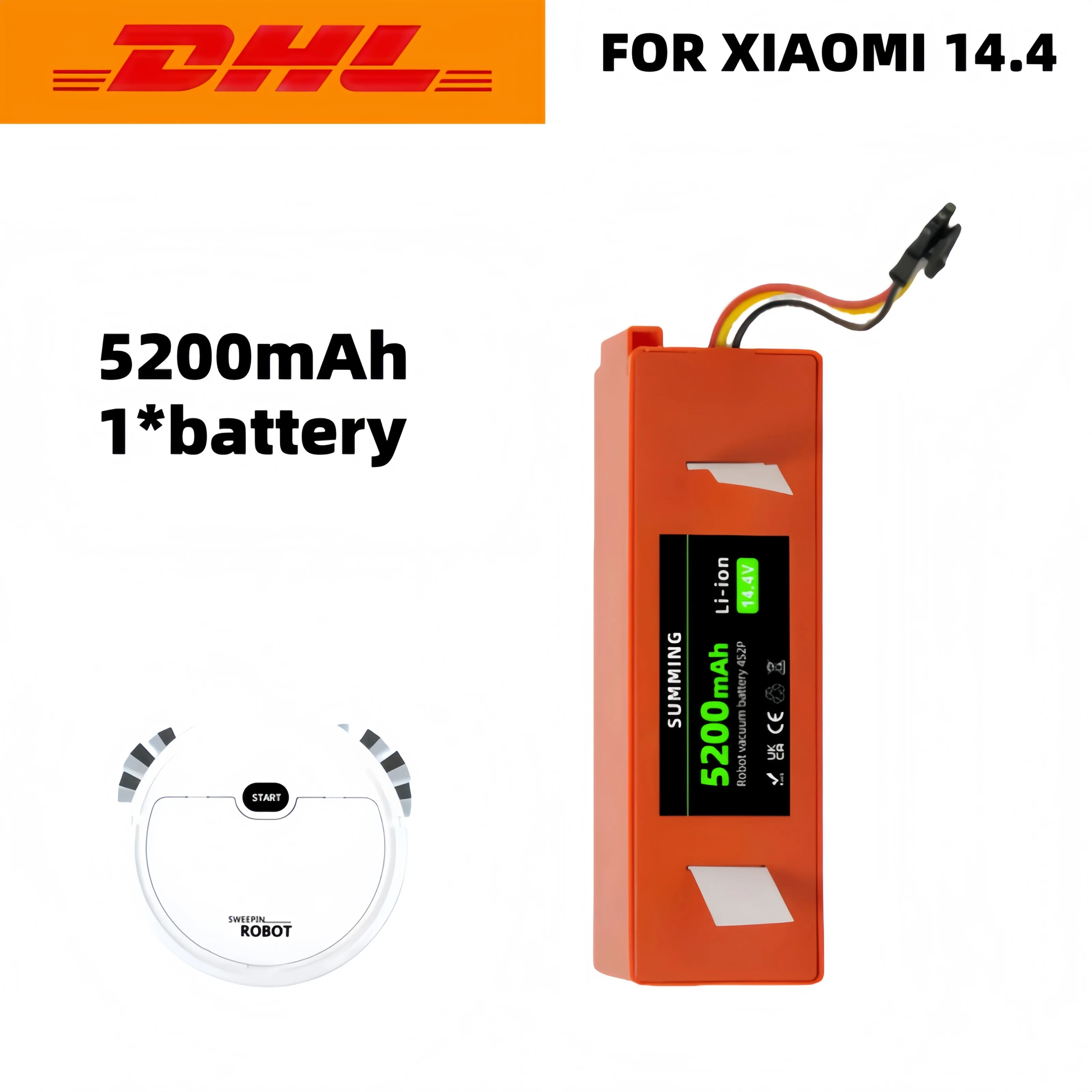 

Suitable for Xiaomi robotic vacuum cleaner 5200mAh, S55, S60, S65, S50, S51, S5 MAX, S6 14.4V replaceable lithium XIAOMI battery