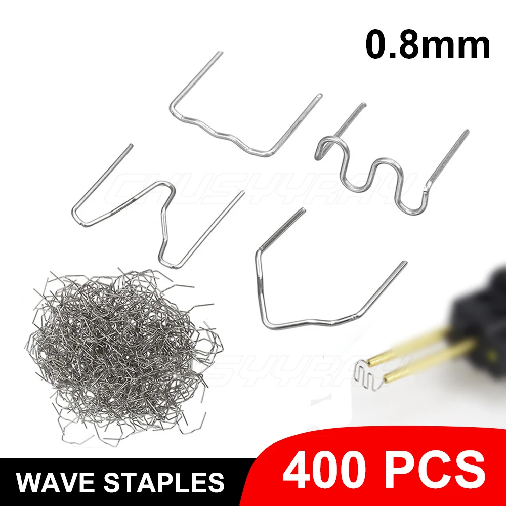 CHUSYYRAY 400PCS Hot Staples Plastic Welding Nail Welding Nail Pre Cut Wave Staples Bumper Repairs Auto Plastic Repair 0.8mm