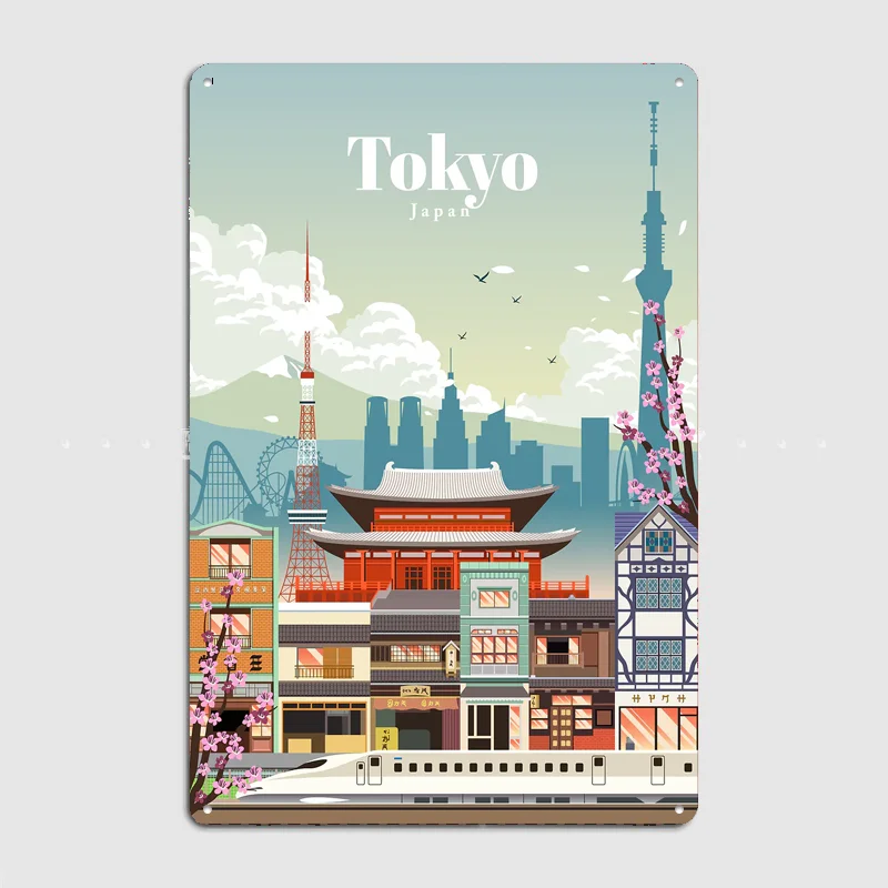Visiting Tokyo Metal Custom Sign Living Room Wall Indoor Decor Room Decoration Bedroom Posters Home Decor