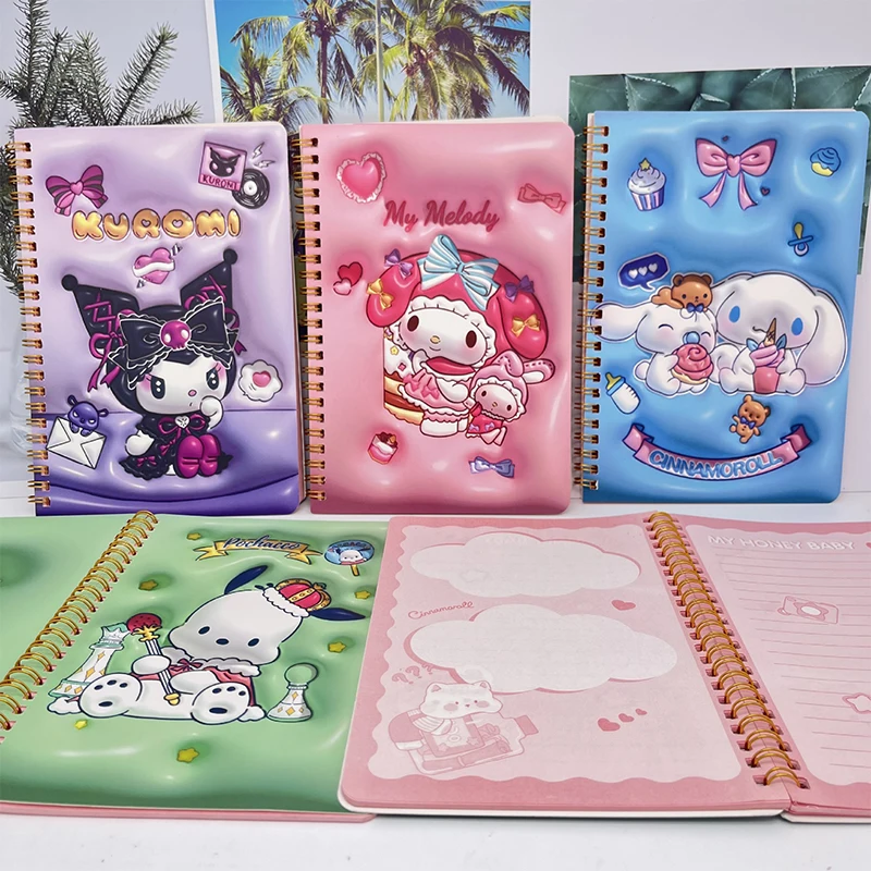 Cute Sanrio Diary Notebook Anime Series Kawaii Kuromi Cinnamoroll Cartoon Portable Notebook Student Stationery Kids Gifts