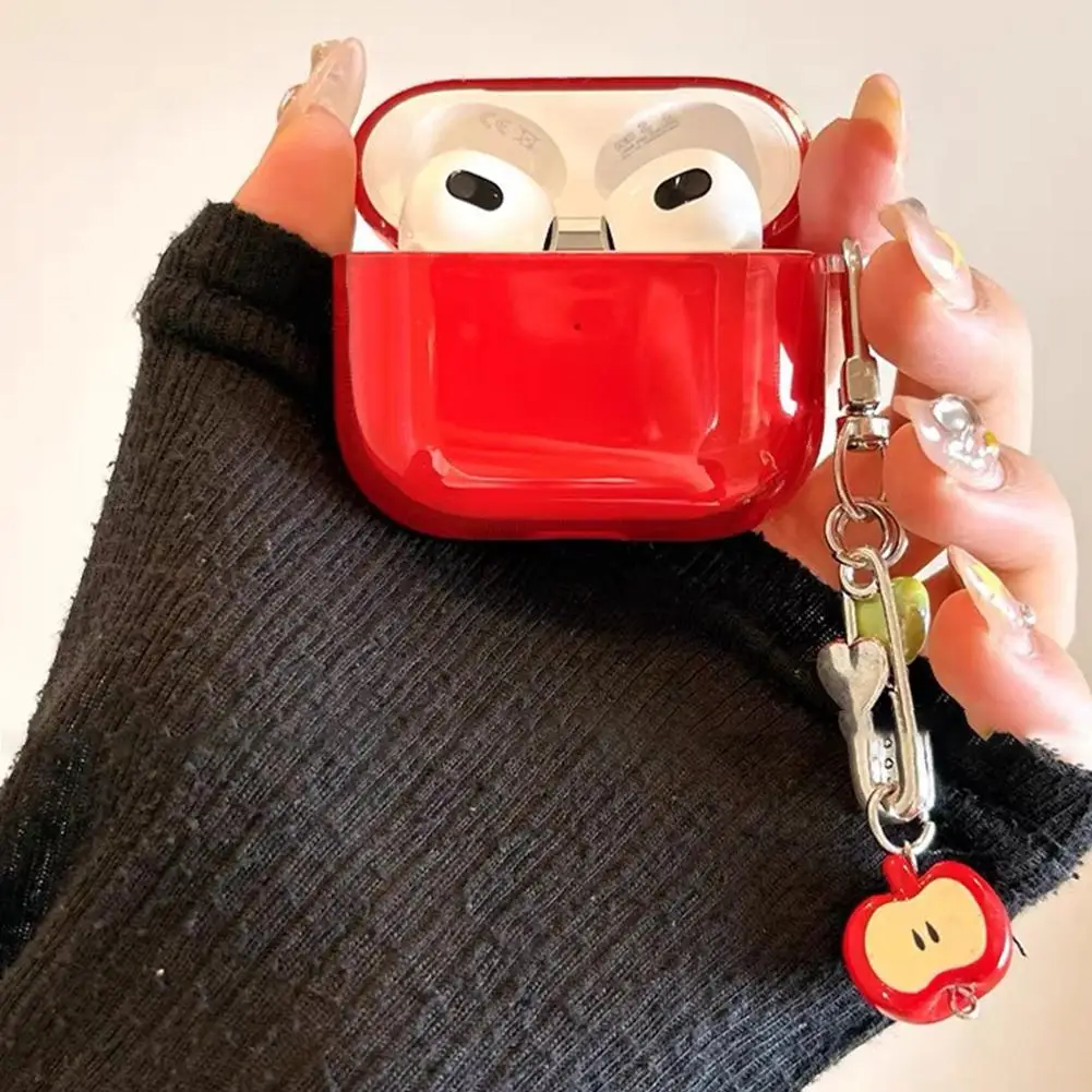 لطيف Ins نمط الأحمر أبل على شكل حقيبة سماعة الاذن ل AirPods Pro 2/AirPods 4 غطاء شفاف سيليكون سماعة واقية #4
