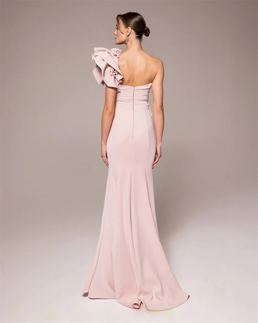 تخصيص حورية البحر رائعة الوردي جيرسي مساء اللباس أزياء واحد الكتف أكمام حزب اللباس حساسة المشاهير العباءات