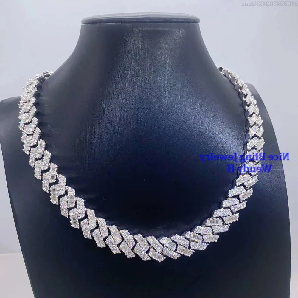 

Gra Certificated 925 Sterling Silver 15mm Iced Out Hip Hop Thick Heavy Vvs Moissanite Cuban Link Chain with Diamonds