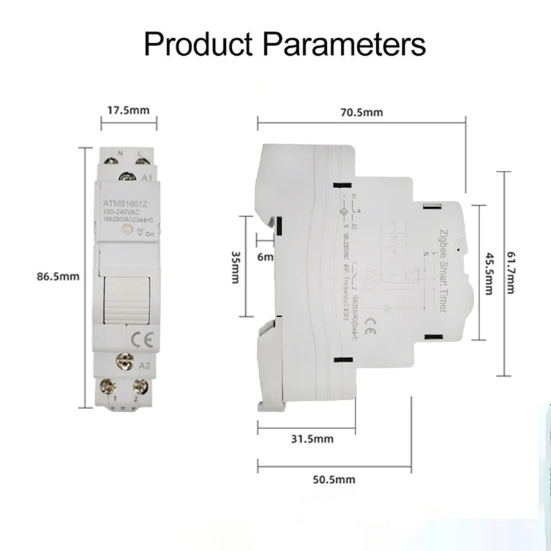 Tuya Smart Life ZigBee Circuit Breaker Din Rail 1P Single Pole Dry Contact Relay App Remote Control Smart