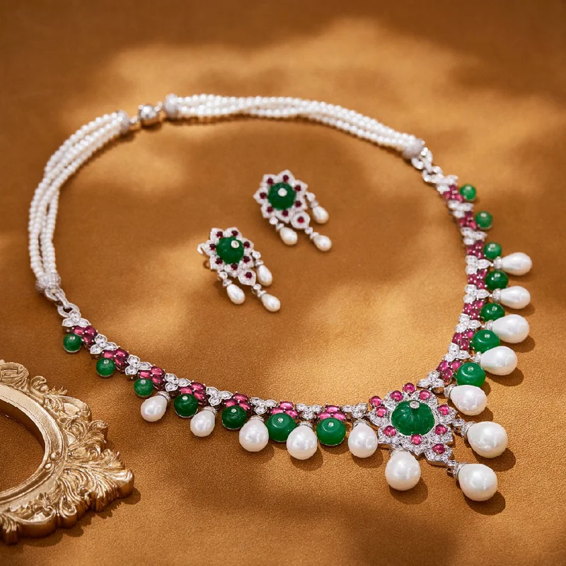 

Дизайнерская коллекция Серьги для ужина и вечеринки Ожерелье Инкрустация Кубический циркон Белая ракушка Жемчужные кисточки Подвеска в виде тыквы Наборы ювелирных изделий