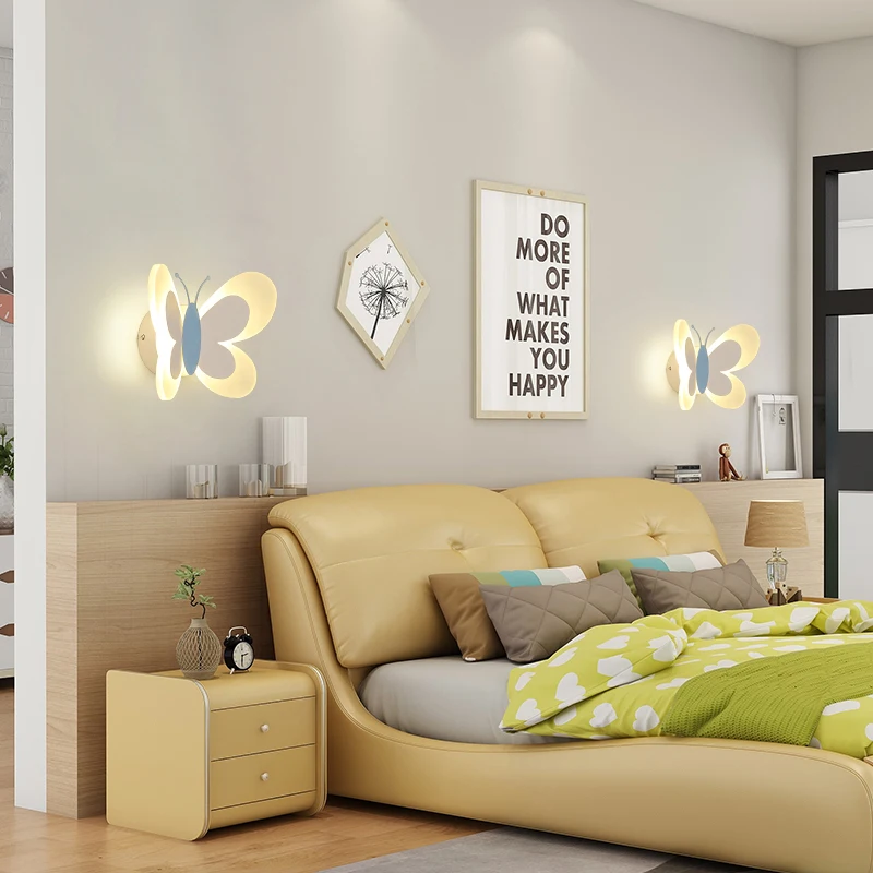 Imagem -06 - Moderno Quarto das Crianças Borboleta Luz de Parede para o Quarto Lâmpada Parede Cabeceira Personalidade Criativa Decoração da Parede Led Borboleta Arandela