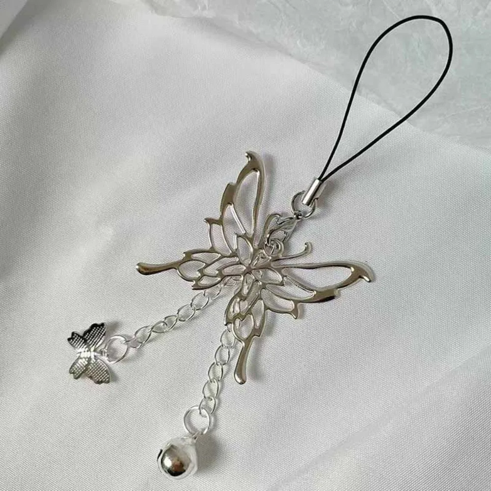

Butterfly Silver Butterfly Phone Chain Bell Key Cord Mobile Phone Pendant Charm Lanyard Mobile Keychain Lanyard Jewelry Gift