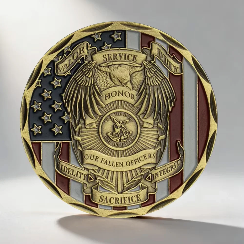 The Archangel St. Michael Souvenir Coin Our Fallen Officer Patron Service Honor USA Bronze Plated Collectibles Coin