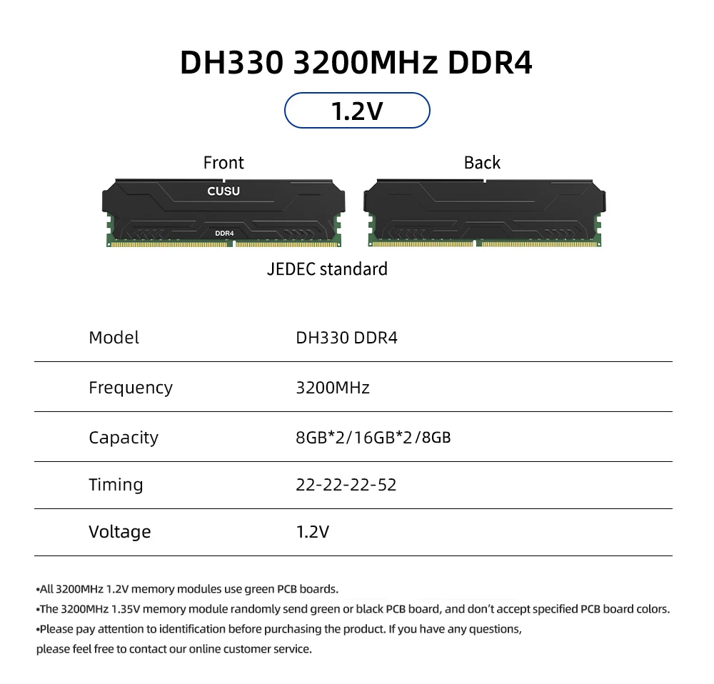 N233 PCメモリ CUSU DDR4-3200 16GB×2 CUSU DDR4 RAM 16GB 3200MHz 1.35V Desktop Memory