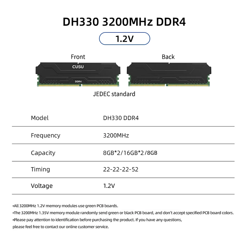 CUSU DDR4 3200MHz 3600MHz RAMメモリ DDR4 8GB 16GB 8GB×2 16GB×2