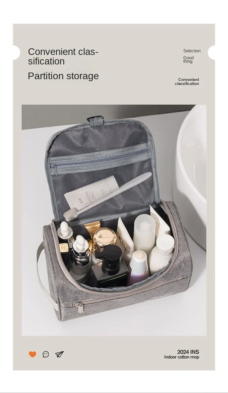 Wasserdichte Männer Kosmetische Lagerung Tasche Hohe Kapazität Nylon Reise Kulturbeutel Organizer Hängen Frauen Zipper Make-Up Waschen Beutel – Detail 13