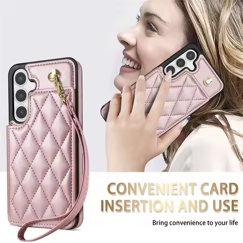 Case For Hand Strap Credit Cards Wallet Phone Samsung Galaxy S24 Ultra S23 Plus S22 S21 S24fe A15 A16 A13 A14 A54 A53 Cover