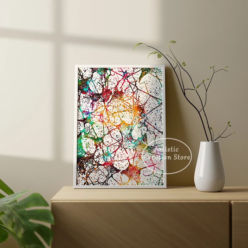 Human Cells Anatomy Cell Biology Neurology Poster Neuron Cells Nerve Impulse Medical Science Watercolor Canvas Wall Room Decor