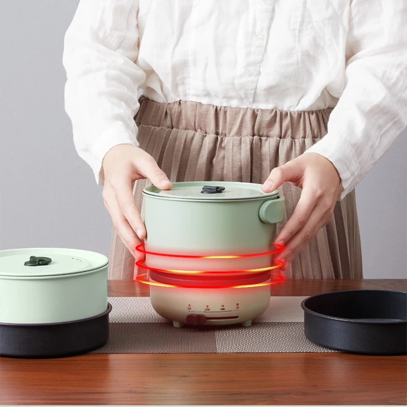 220V Multifunction Electric Hot Pot with Folding Handle Mini Portable Travel Induction Cookers Split Type Cooking Pot 1.2L