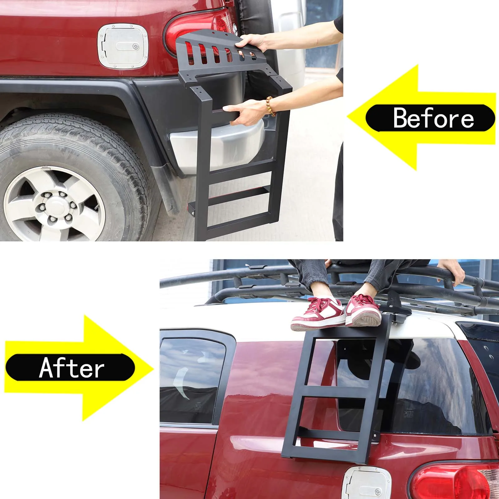 For Toyota FJ Cruiser 2007-2021 aluminum alloy black car styling rear side window ladder tailgate ladder exterior accessories