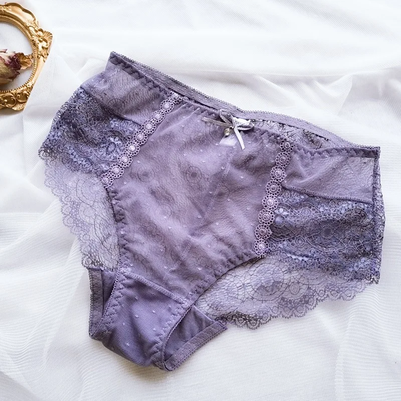 Female Summer Quick Dry Lingerie Soft Thin Mesh Transparent White Underwear Women Sexy Bow Hollow Out Panties Big Size 6XL