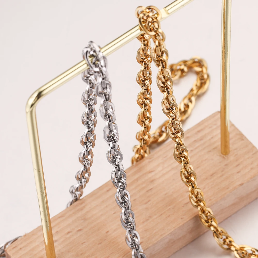 1Meter 3/4/5mm Filled Gold-Plate Stainless Steel Curb Chain Roll NK Cuban Chains for Jewelry Making DIY Necklace Supplies