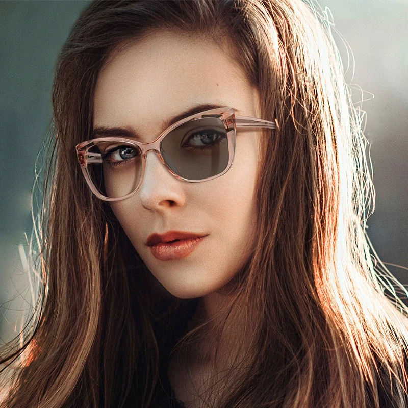 SZTZX Premium Cat Eye Progressive Reading Glasses Women Retro Large Frame Multifocal Prescription Customized Computer Eyeglasses