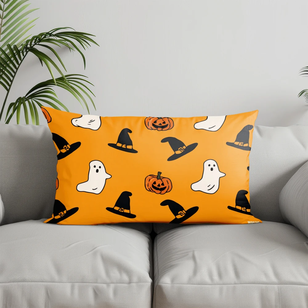 Home Decor Halloween Ghosts & Pumpkins Pillow Suitable For Sofa Bedroom Car Pillow Cover Cushion Rectangular Back Cushion