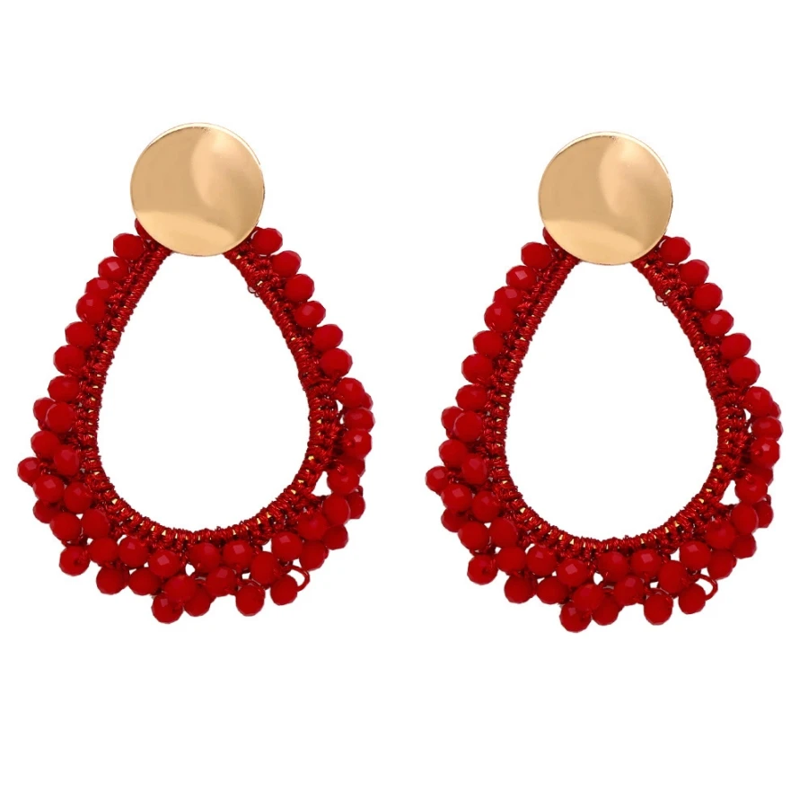 

INKDEW Water Drop Shape Drop Earrings For Women Beads Handmade Threading Crystal Big Long Earrings Jewelry Gift EA085