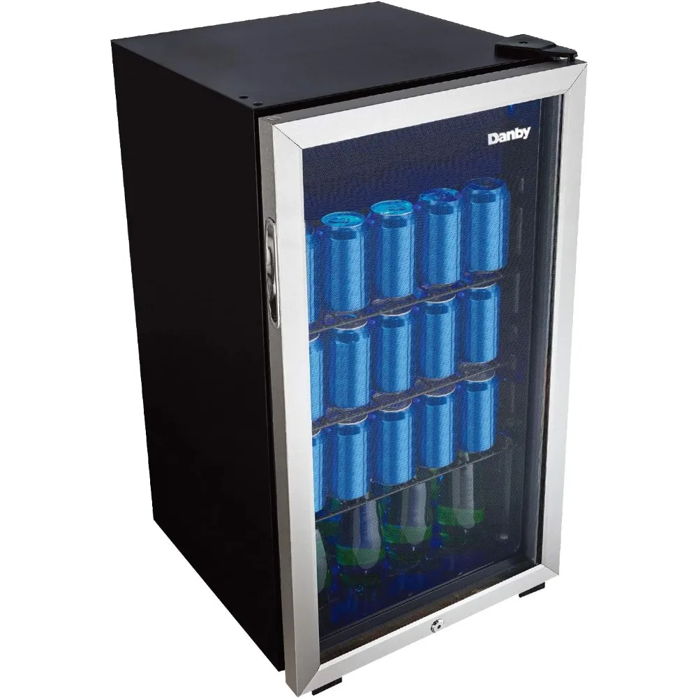 for Basement, Dining, Living Room-Bar Fridge Perfect for Beer, Pop, Water, Black/Grey