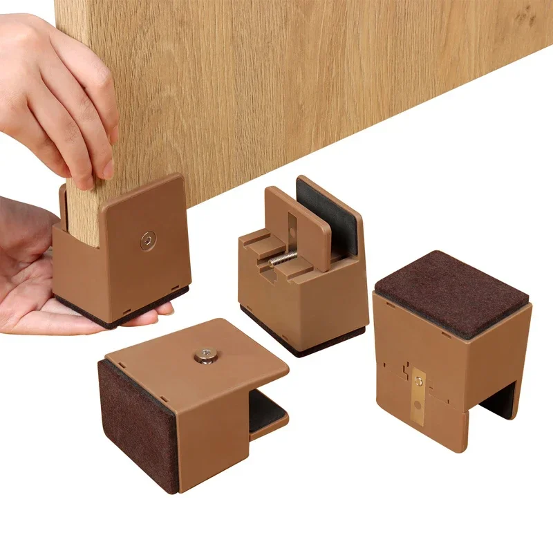 4PCS Adjustable Chair Feet Riser Screw Clamp 2 4 Inch Height Heavy Duty Sofa Tables Bed Furniture Risers Square Round Chair Legs