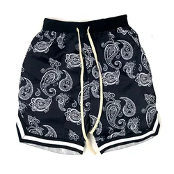 Pantalones cortos de HipHop para hombre, Bandana holgada de gran tamaño con cordón, pantalones cortos de verano para hombre, pantalones cortos rectos informales de Hip Hop para playa 2023