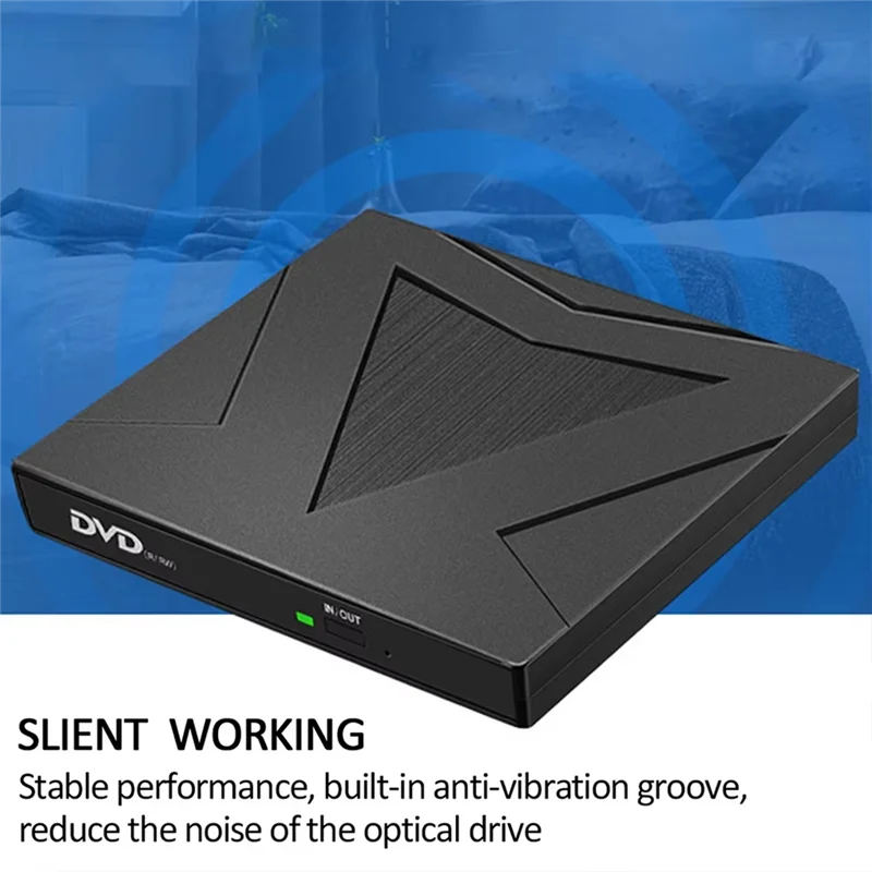 CABE-Portable External CD/DVD Burner Writer Recorder USB 3.0+ /-RW Drive Slim DVD/CD-ROM For Laptop Desktop PC