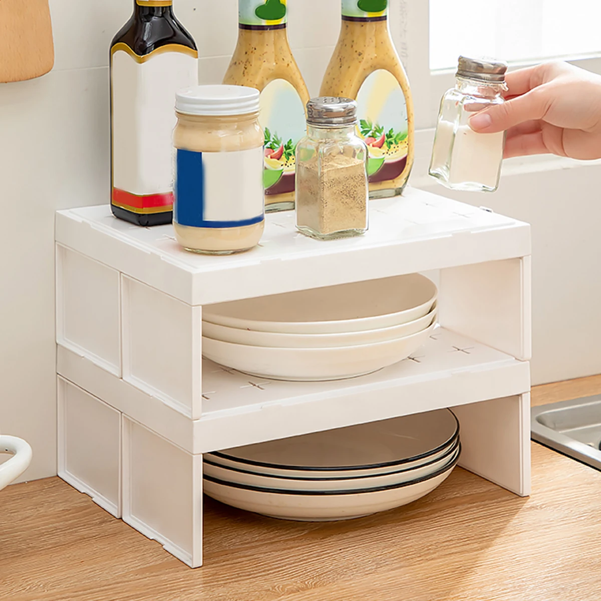 

Многофункциональная складная пластиковая подставка-органайзер для столешницы и холодильника: экономия места, сушилка для посуды, подставка для чашек