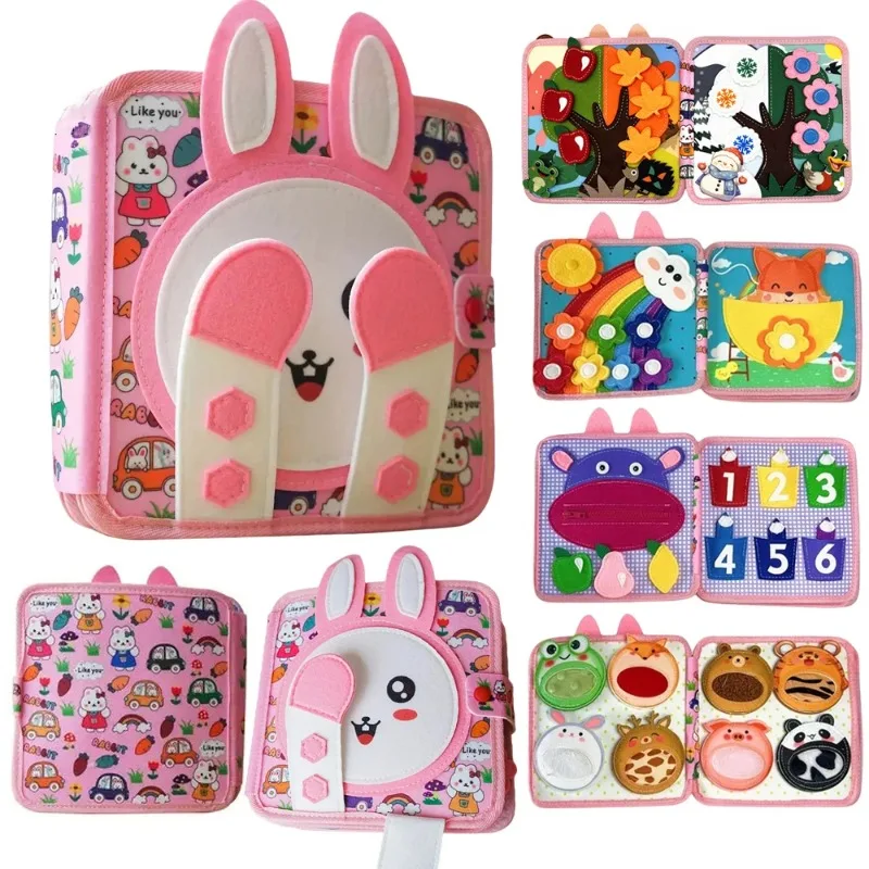 

Montessori Busy Board Toddler Felt Quiet Soft Book Fine Motor Skills Educational Travel Toy for Preschool Learning Activities