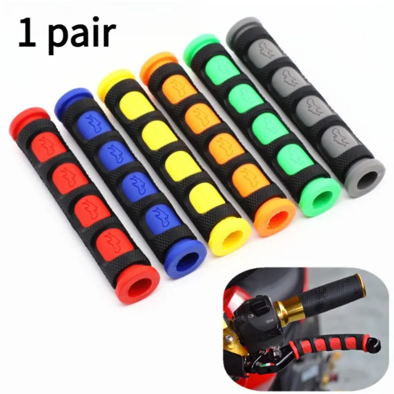 2pcs Universal rubber handlebar grips for motorbikes; brake and clutch lever covers; non-slip covers for horn buttons