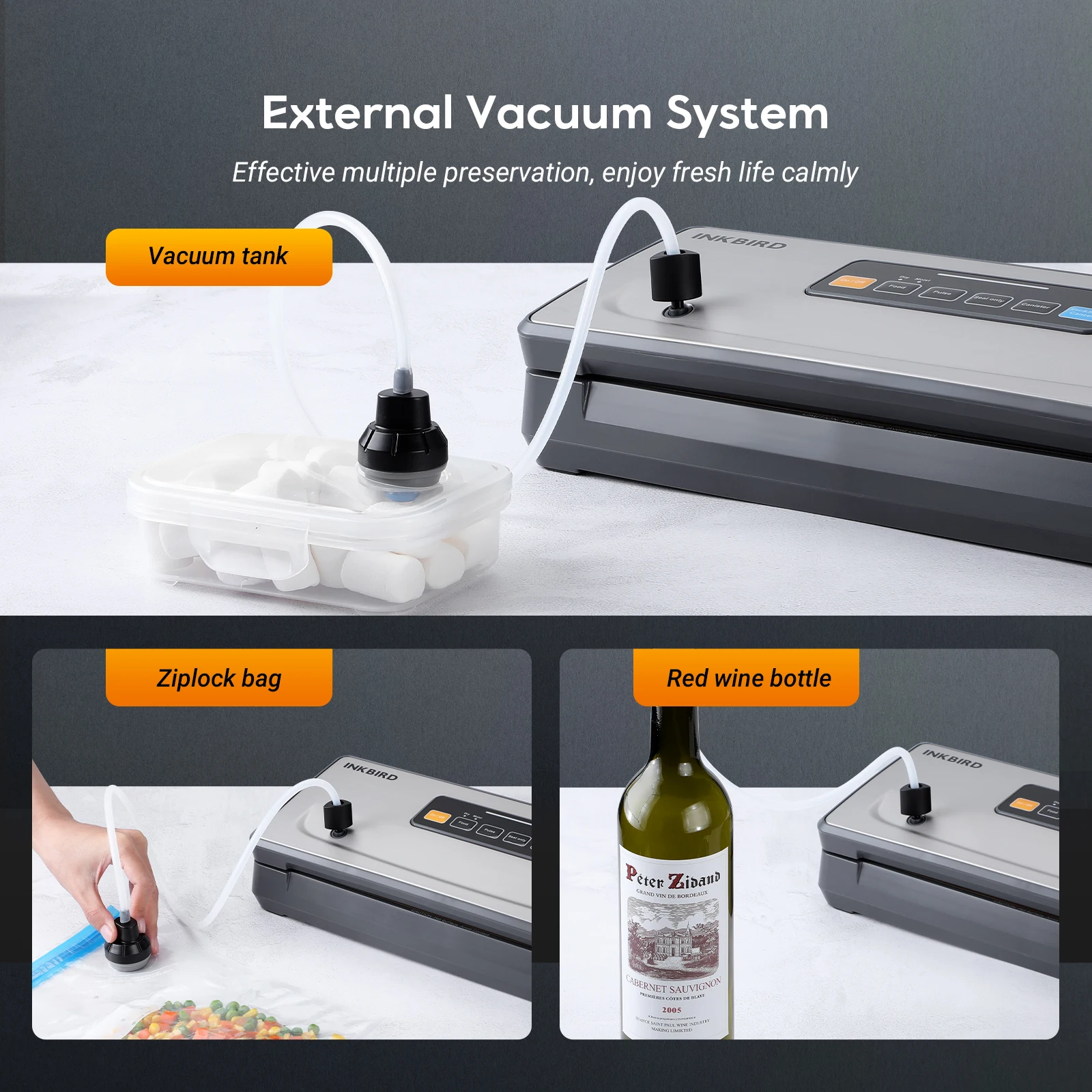 Imagem -05 - Inkbird-máquina Seladora a Vácuo sem Fio Máquina de Embalagem a Vácuo Multi Funcional Armazenamento Embutido Corte Ink-vs06