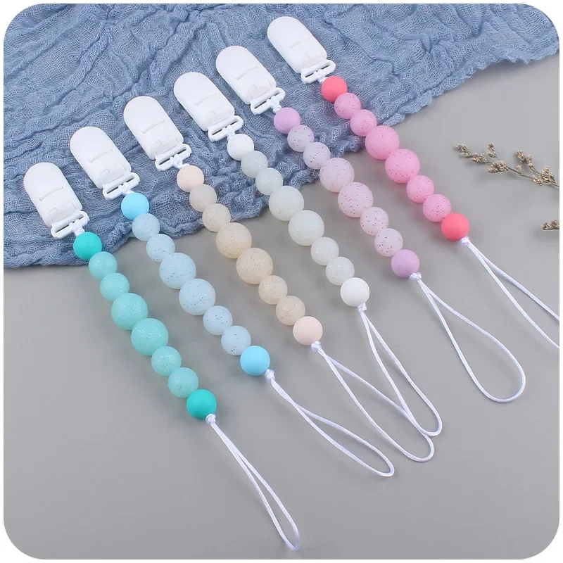 Kissteether Infant And Toddler Products Crystal Printed Pacifier Chain Soothes Babies Bite Glue Teeth Grinding Anti Drop Chain