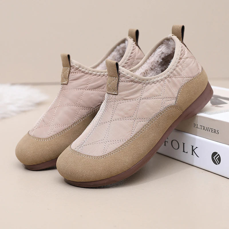 Women Winter Old Beijing Style Cotton Shoes New Slip On Fleece Lined Loafers Soft Sole Casual Warm Lazy Shoes