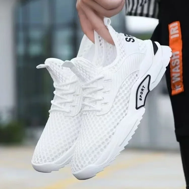 

Мужская обувь, сетчатые дышащие белые мужские кроссовки, модные легкие черные мужские повседневные туфли большого размера, Zapatillas Hombre