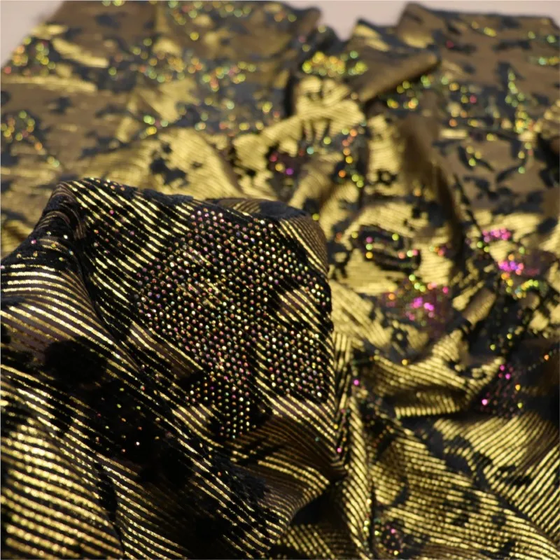 

Silk georgetta gold and velvet fabric cheongsam dress