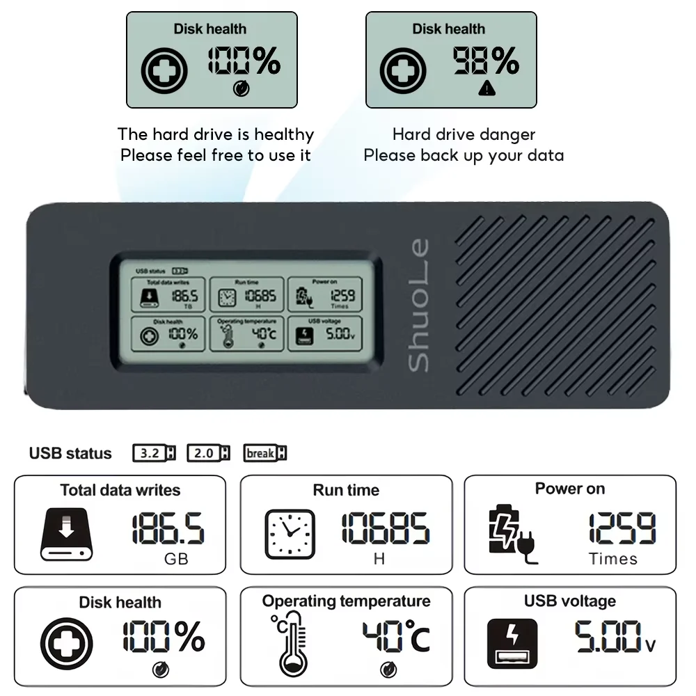 Boîtier NVMe SATA SSD pour disque dur, protocole touristique, prise en charge UASP, USB 3.2, 10 Gbps, NVMe, PCI-E M.2