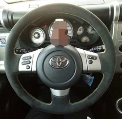 For Toyota FJ Cruiser High-quality Hand-Stitched Leather Suede Carbon Fibre Car Steering Wheel Cover Set Car Accessories