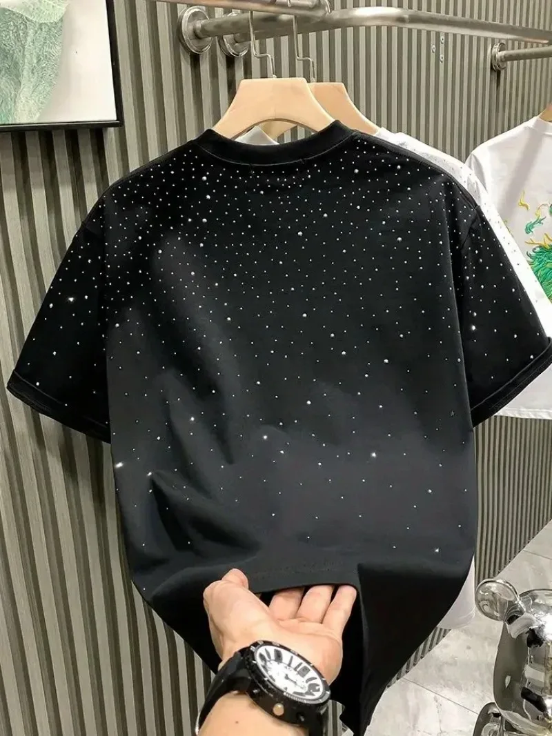 New Luxury Men's T-shirt Hot Diamond Printed Half Sleeve Fashion Round Neck Casual Summer High-end Men Tops T Shirts image 5